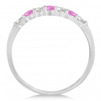 Diamond & Pink Sapphire 7 Stone Wedding Band 14k White Gold (0.34ct)
