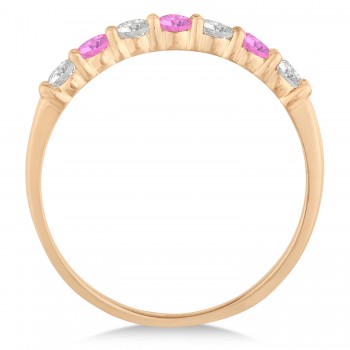 Diamond & Pink Sapphire 7 Stone Wedding Band 14k Rose Gold (0.50ct)