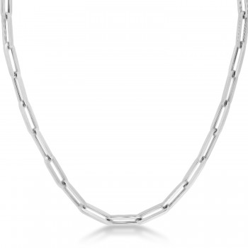 Large Paperclip Link Chain Necklace 14k White Gold (6.1mm)