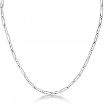 Medium Paperclip Link Chain Necklace 14k White Gold (4.2mm)