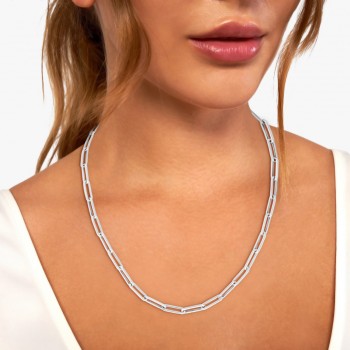 Medium Paperclip Link Chain Necklace 14k White Gold (4.2mm)