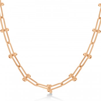 U-Link Paperclip Bead Hardwear Chain Necklace 14k Rose Gold
