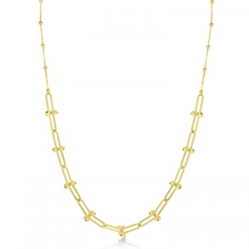 U-Link Paperclip Bead Hardwear Chain Necklace 14k Yellow Gold