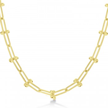 U-Link Paperclip Bead Hardwear Chain Necklace 14k Yellow Gold