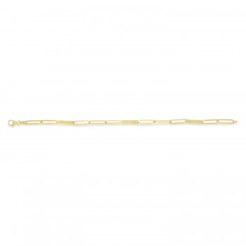 Paperclip Bar Fashion Chain Necklace 14K Yellow Gold