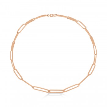 Paperclip Bar Fashion Chain Bracelet 14K Rose Gold