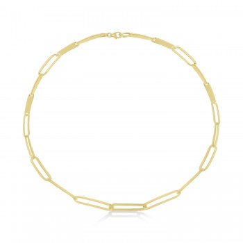 Paperclip Bar Fashion Chain Bracelet 14K Yellow Gold