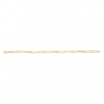Paperclip Bar Fashion Chain Bracelet 14K Yellow Gold