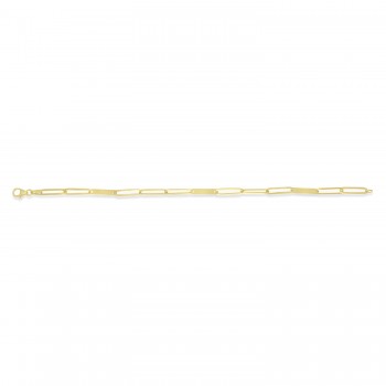 Paperclip Bar Fashion Chain Bracelet 14K Yellow Gold