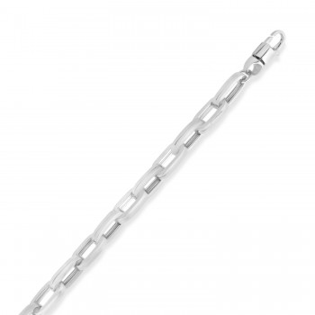 Men's Paperclip Chain Bracelet 14k White Gold (7.3mm)