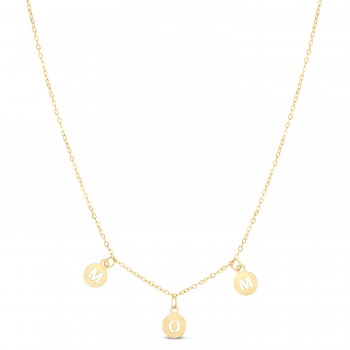Adjustable MOM Necklace Pendant 14K Yellow Gold