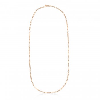 Freshwater Pearl Paperclip Pendant Necklace 14k Rose Gold