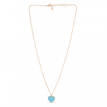 Turquoise Heart Pendant Necklace 14k Rose Gold