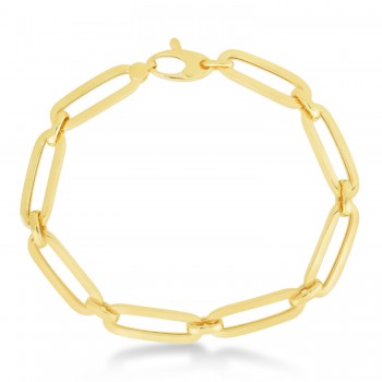 Large Bombay Paperclip Bracelet 14k Yellow Gold (7mm)