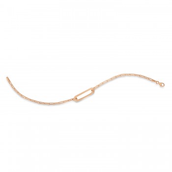 Paperclip Straight Open Bar Bracelet 14k Rose Gold