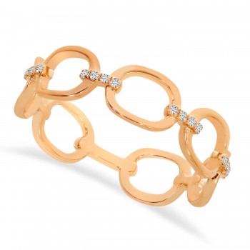 Diamond Circles Paperclip Link Fashion Ring 14k Rose Gold (0.05ct)