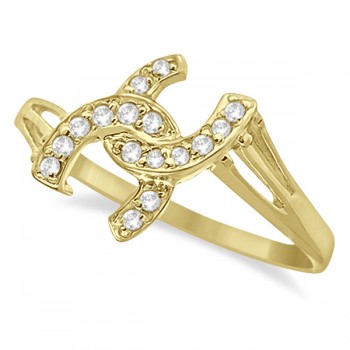 Double Horseshoe Diamond Ring in 14K Yellow Gold (0.10ct)
