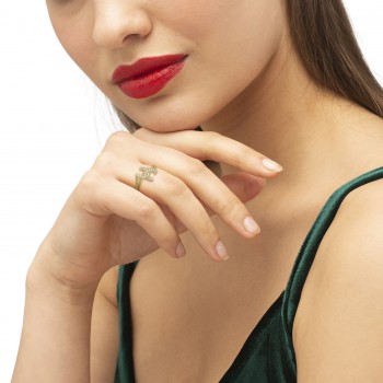 Double Horseshoe Diamond Ring in 14K Yellow Gold (0.10ct)