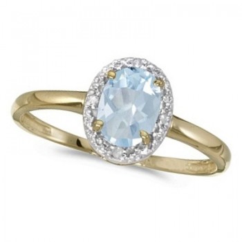 Aquamarine and Diamond Cocktail Ring in 14K Yellow Gold (0.70ct)