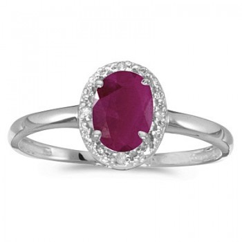 Ruby and Diamond Cocktail Ring in 14K White Gold (0.95ct)