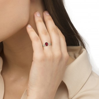 Oval Ruby and Diamond Cocktail Ring in 14K Yellow Gold (1.52 ctw)