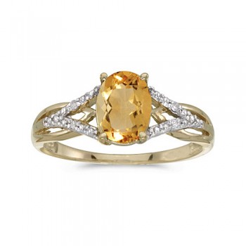 Oval Citrine and Diamond Cocktail Ring 14K Yellow Gold (1.20tcw)