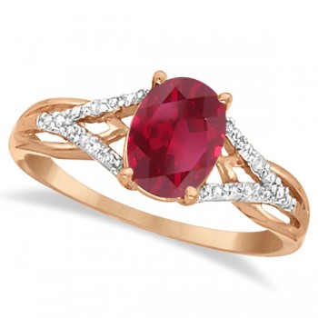 Oval Ruby and Diamond Cocktail Ring in 14K Rose Gold (1.52 ctw)