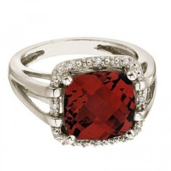 Cushion-Cut Garnet & Diamond Cocktail Ring 14k White Gold (8.05cttw)