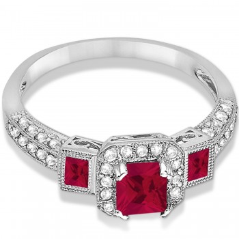 Ruby & Diamond Engagement Ring in 14k White Gold (1.35ctw)