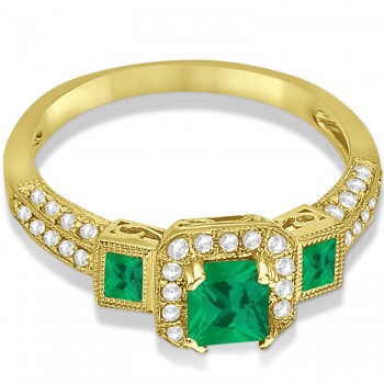 Emerald & Diamond Engagement Ring in 14k Yellow Gold (1.35ctw)