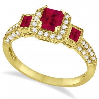 Ruby & Diamond Engagement Ring in 14k Yellow Gold (1.35ctw)