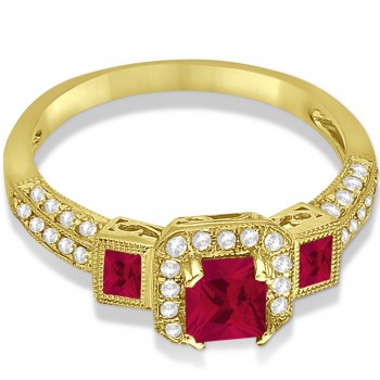 Ruby & Diamond Engagement Ring in 14k Yellow Gold (1.35ctw)
