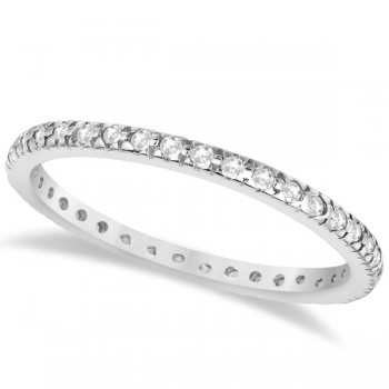 Pave Diamond Eternity Ring Anniversary Band 14K White Gold (0.26ct)