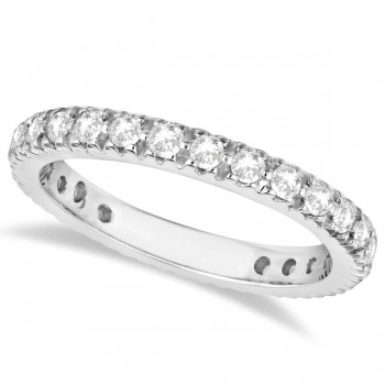 Pave Diamond Eternity Ring Anniversary Band 14K White Gold (0.75ct)