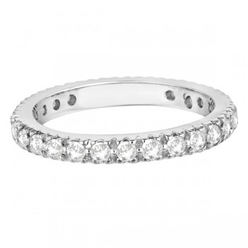 Pave Diamond Eternity Ring Anniversary Band 14K White Gold (0.75ct)