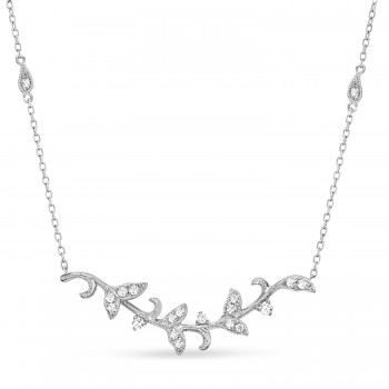 Diamond Vine Pendant Necklace 14k White Gold (0.25ct)