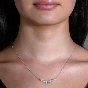 Diamond Vine Pendant Necklace 14k White Gold (0.25ct)