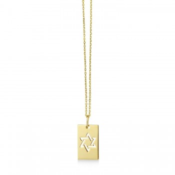 Men's Star of David Tag Necklace 14K Yellow Gold