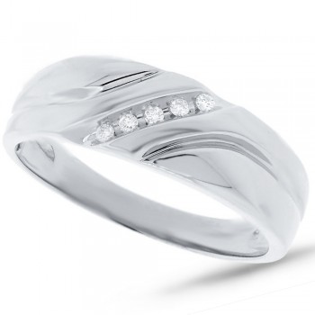 0.06ct 14k White Gold Diamond Men's Band