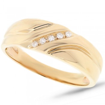 0.06ct 14k Yellow Gold Diamond Men's Band