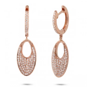 0.43ct 14k Rose Gold Diamond Pave Earrings