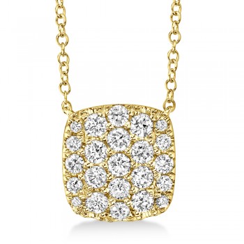 Diamond Pave Square Pendant Necklace 14k Yellow Gold (0.53ct)