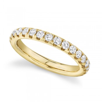 Diamond Accented Half Eternity Wedding Band 14k Yellow Gold (1.21ct)