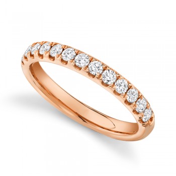 Diamond Accented Half Eternity Wedding Band 14k Rose Gold (0.55ct)