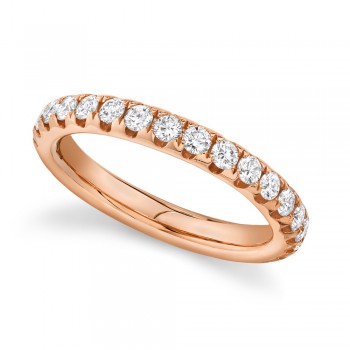 Diamond Accented Half Eternity Wedding Band 14k Rose Gold (1.21ct)