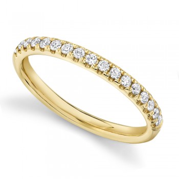 Diamond Accented Half Eternity Wedding Band 14k Yellow Gold (0.25ct)