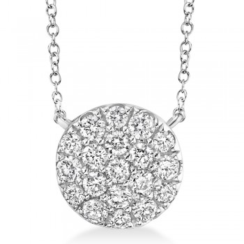 Diamond Pave Circle Pendant Necklace 14k White Gold (0.43ct)