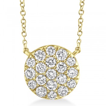 Diamond Pave Circle Pendant Necklace 14k Yellow Gold (0.43ct)