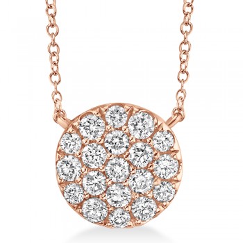 Diamond Pave Circle Pendant Necklace 14k Rose Gold (0.43ct)