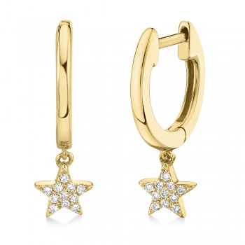 Diamond Dangling Star Huggie Earrings 14k Yellow Gold (0.04ct)